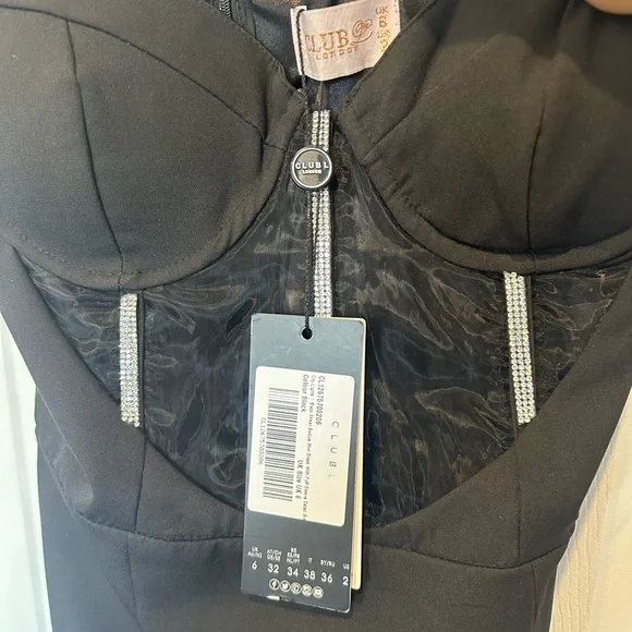 NWT Club L London Black Night Out Party Birthday Clubbing Mini Dress 🖤🍾 - Picture 7 of 10